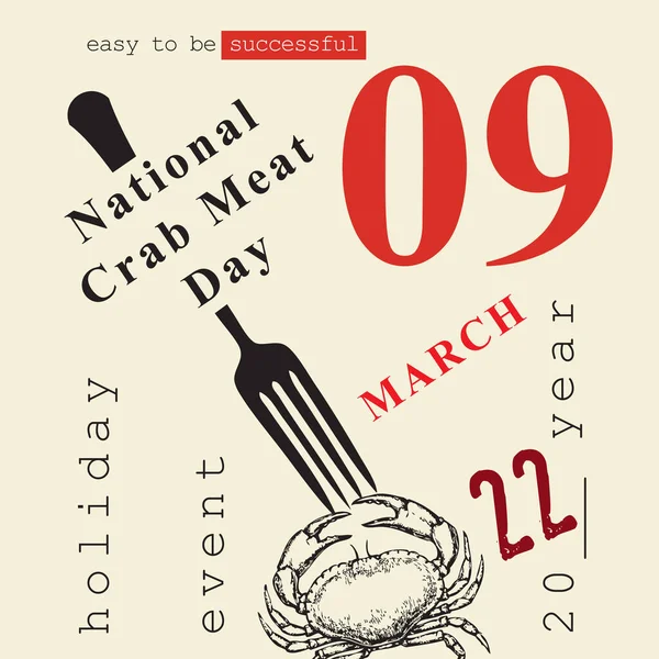 Evento Del Calendario Celebra Marzo Día Nacional Carne Cangrejo — Archivo Imágenes Vectoriales
