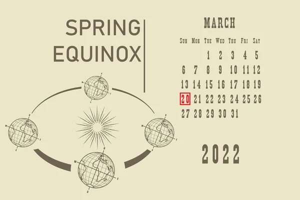 Σελίδα Ημερολογίου Πλέγμα Ημερολογίων Ανά Ημερομηνία Εορταστικής Εκδήλωσης Spring Equinox — Διανυσματικό Αρχείο