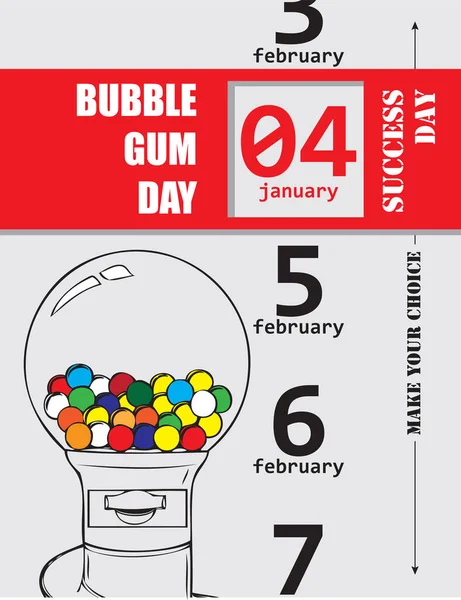 Maak Keuze Kies Bubble Gum Day Februari Vector Poster — Stockvector