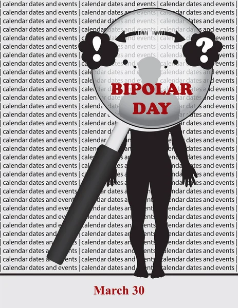 Creative Illustration Calendar Dates Events March World Bipolar Day — Stock Vector