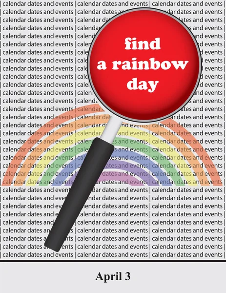 4月のカレンダーの日付とイベントのための創造的なイラスト Find Rainbow Day — ストックベクタ