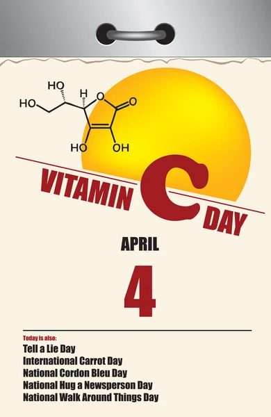 Mehrseitiger Abreißkalender Alten Stils Für April Nationaler Vitamin Tag — Stockvektor