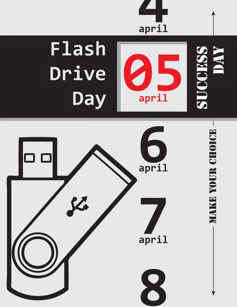 Maak Keuze Kies Flash Drive Day April Vector Poster — Stockvector