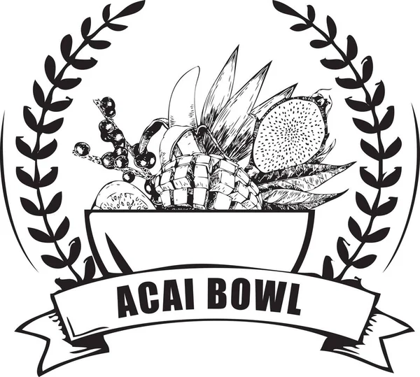 Símbolo Para Plato Acai Bowl Hecho Frutas Tropicales Dulces — Archivo Imágenes Vectoriales