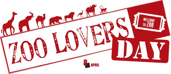 Texto Sellado Para Este Evento Abril Zoo Lovers Day — Vector de stock