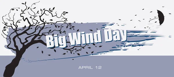 Tarjeta Para Evento Día Abril Big Wind Day — Vector de stock