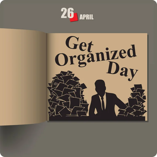 Álbum Difundido Con Una Fecha Abril Get Organized Day — Vector de stock