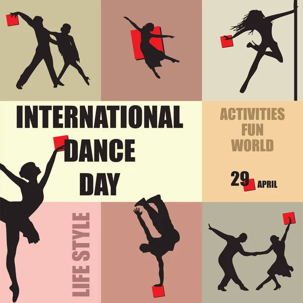 Holiday Those Who Passionate Active Lifestyle International Dance Day — Image vectorielle