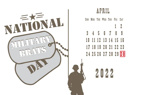 Calendar Page Calendar Grid Dates Holiday Event National Military Brats — Stock Vector