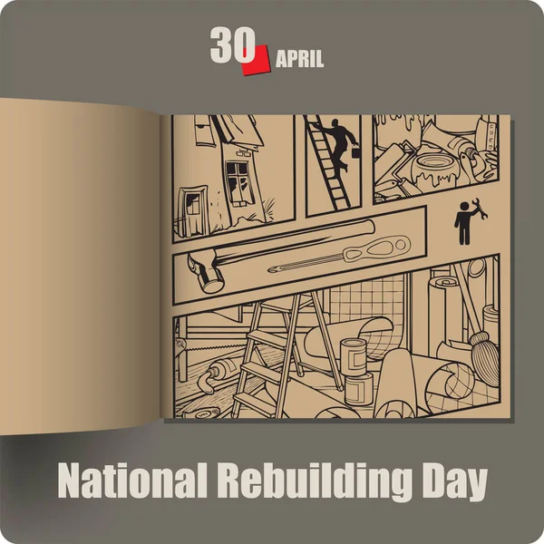 Album Spread Date April National Rebuilding Day — Archivo Imágenes Vectoriales