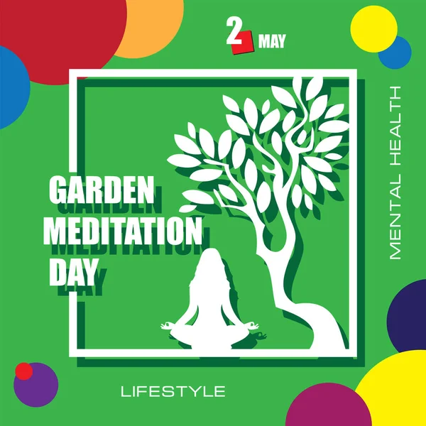 カレンダーイベントは5月に祝われます 庭の瞑想の日 — ストックベクタ