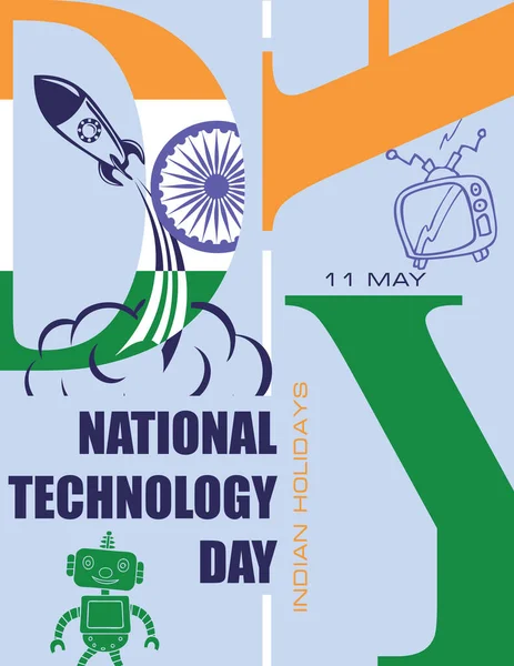 National Date India May National Technology Day — Vetor de Stock