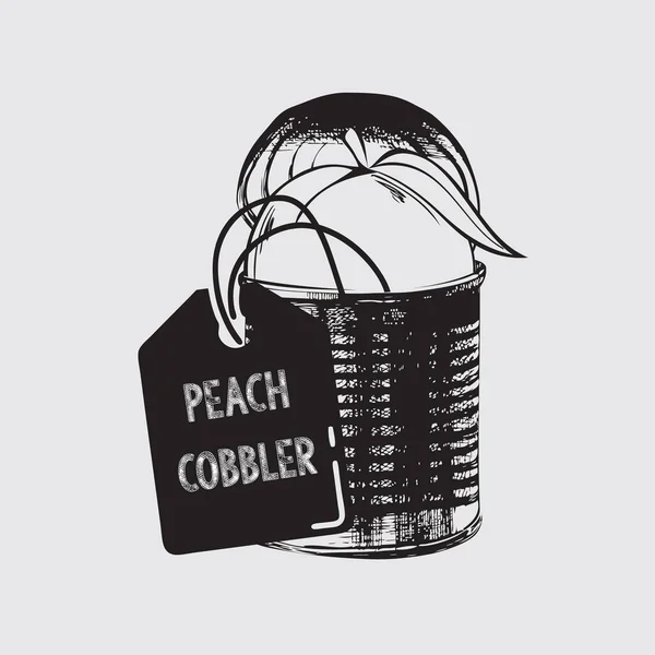 Peach Fruit Tin Label Peach Cobbler — Wektor stockowy