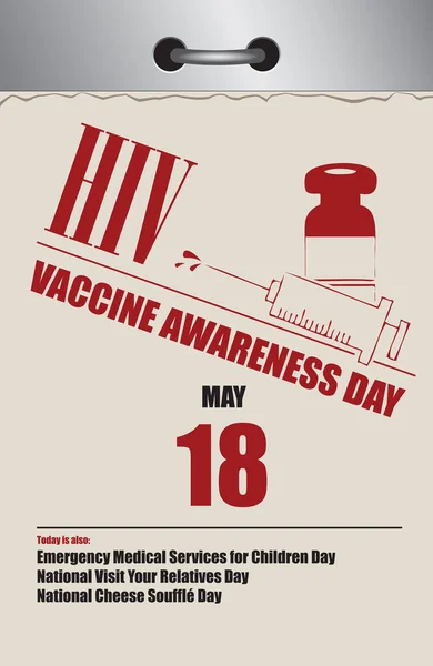 Calendrier Détachable Plusieurs Pages Ancienne Pour Mai Journée Sensibilisation Vaccin — Image vectorielle