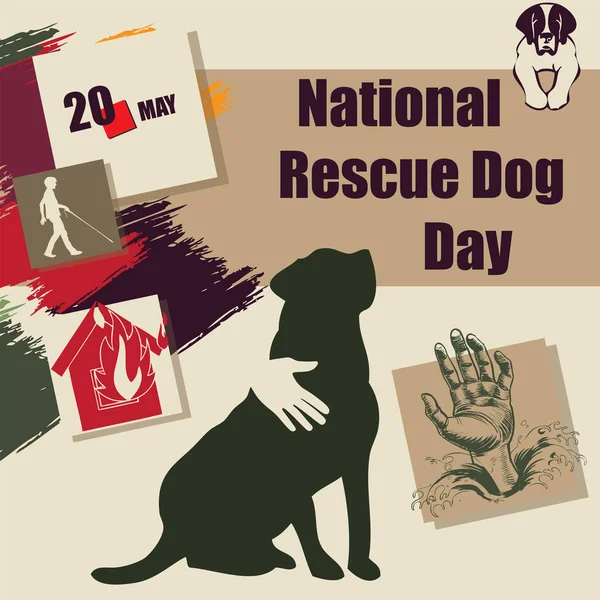 Evento Calendário Comemorado Maio Dia Nacional Cão Resgate —  Vetores de Stock