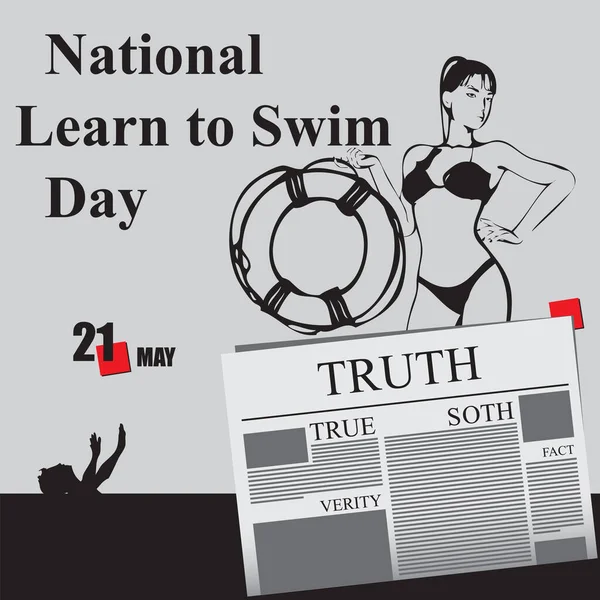 Zeitungsseite Zum Feiertag Nationaler Schwimmtag — Stockvektor
