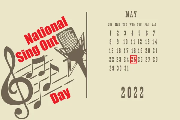 Kalenderblatt Mit Einem Kalenderraster Nach Daten Für Ein Feiertagsereignis National — Stockvektor
