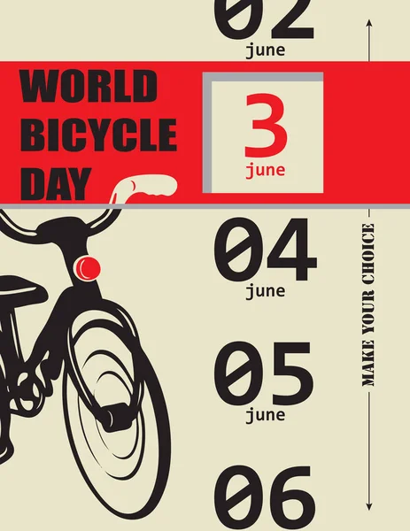 Κάντε Την Επιλογή Σας Και Επιλέξτε Παγκόσμια Ημέρα Ποδηλάτων Τον — Διανυσματικό Αρχείο