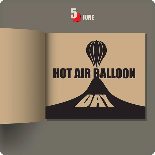 Álbum Espalhou Com Uma Data Junho Hot Air Balloon Day — Vetor de Stock