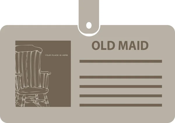Identification card for a Old Maid on a clip. Vector illustration. — Stock Illustration Identification Card Old Maid Clip Vector Illustration Royalty Free Stock Vectors