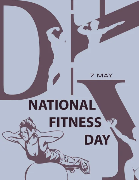 Affisch För Maj Händelsen National Fitness Day — Stock vektor