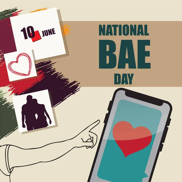Εκδήλωση Του Ημερολογίου Γιορτάζεται Τον Ιούνιο National Bae Day — Διανυσματικό Αρχείο