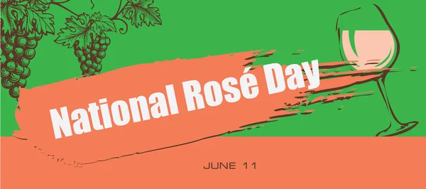 Karta Den Červen Národní Den Růží — Stockový vektor