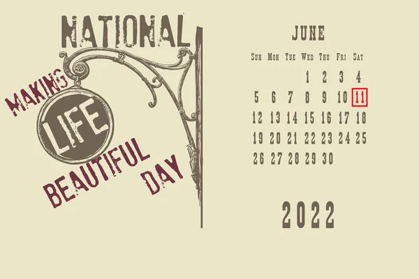 Calendar Page Calendar Grid Dates Holiday Event National Making Life — Διανυσματικό Αρχείο