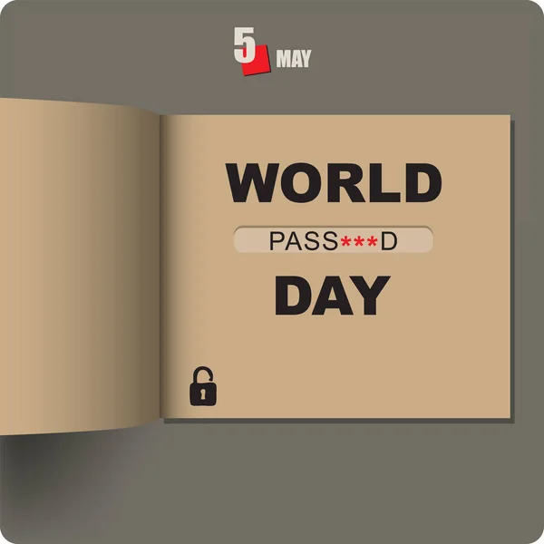 Album Elterjedt Egy Dátum Májusban World Password Day — Stock Vector