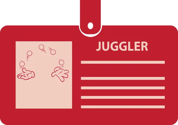 クリップ上のジャグラーの識別カード ベクターイラスト — ストックベクタ