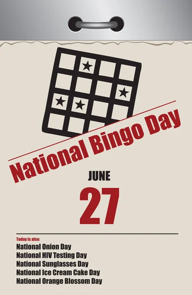 Old Style Multi Page Tear Calendar June National Bingo Day — Stock Vector