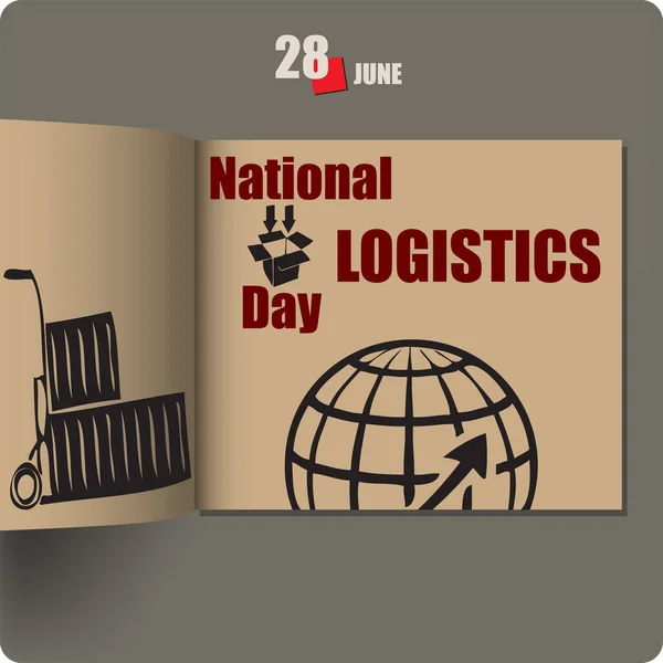 Album Mit Datum Juni Nationaler Tag Der Logistik — Stockvektor