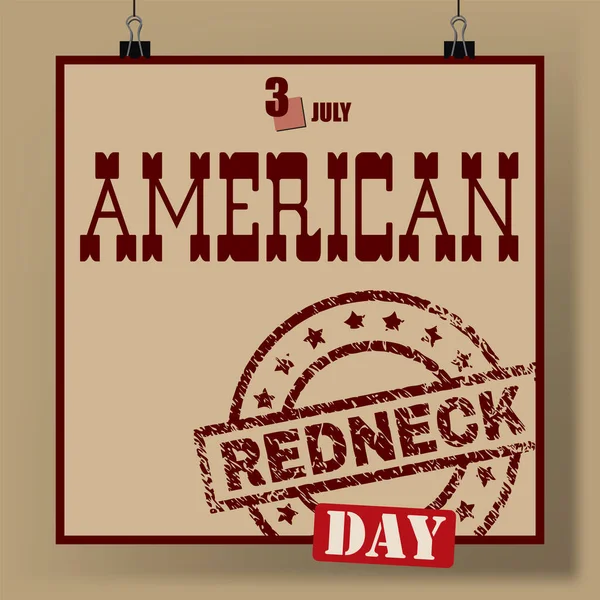 Événement Calendrier Est Célébré Juillet American Redneck Day — Image vectorielle