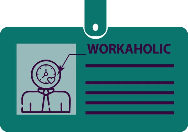 Identification Card Workaholic Clip Vector Illustration — Wektor stockowy