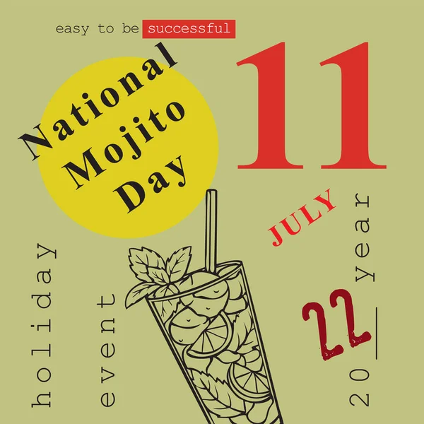 Calendar Event Celebrated July National Mojito Day — Vettoriale Stock