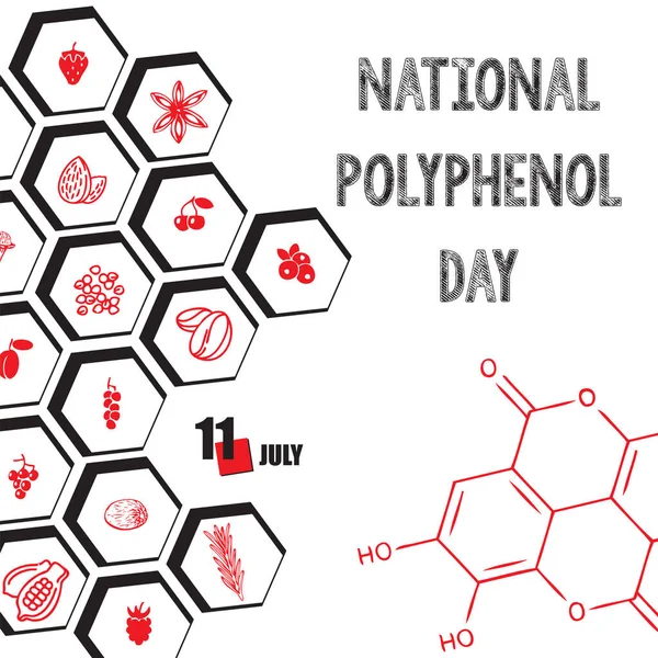 Événement Calendrier Est Célébré Juillet Journée Nationale Polyphénol — Image vectorielle