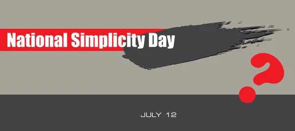 Card Event July Day National Simplicity Day — ストックベクタ