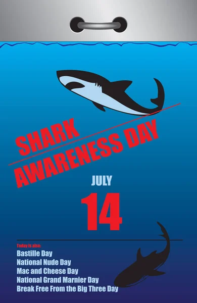 Starý Vícestránkový Kalendář Pro Červenec Den Povědomí Žralocích — Stockový vektor