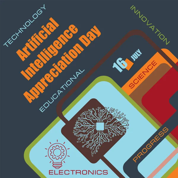 Calendar Event Celebrated July Artificial Intelligence Appreciation Day — ストックベクタ