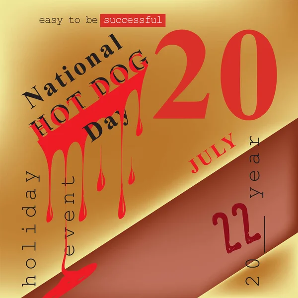 Kalender Evenement Wordt Gevierd Juli Nationale Hot Dog Day — Stockvector