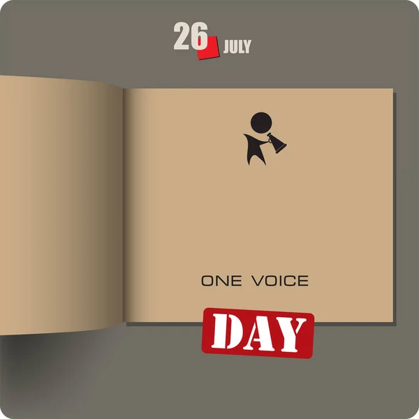 Album Spread Date July One Voice Day — ストックベクタ