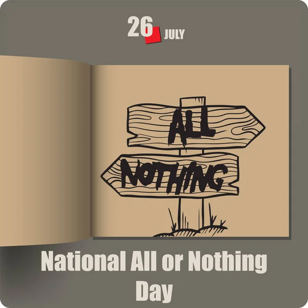 Album Spread Date July All Nothing Day — ストックベクタ