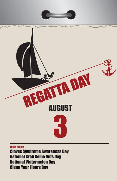 Old Style Multi Page Tear Calendar August Regatta Day — Wektor stockowy