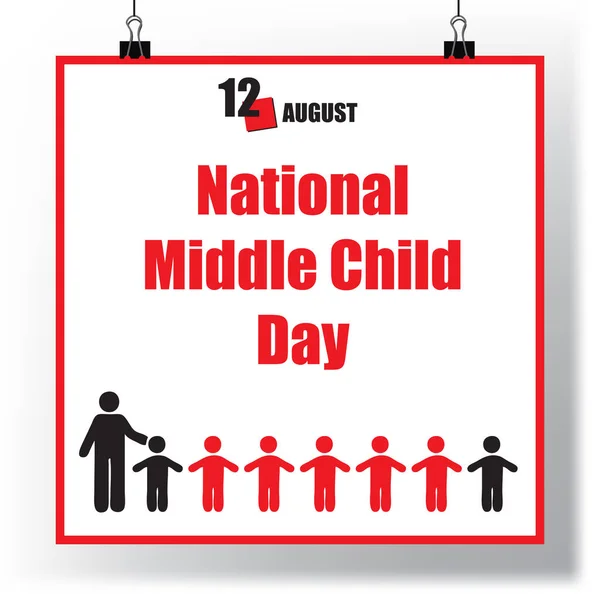 Calendar Event Celebrated August National Middle Child Day — Stockový vektor