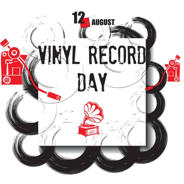 Calendar Event Celebrated August Vinyl Record Day — 图库矢量图片