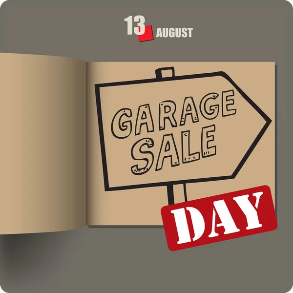 Album Spread Date August Garage Sale Day — Archivo Imágenes Vectoriales