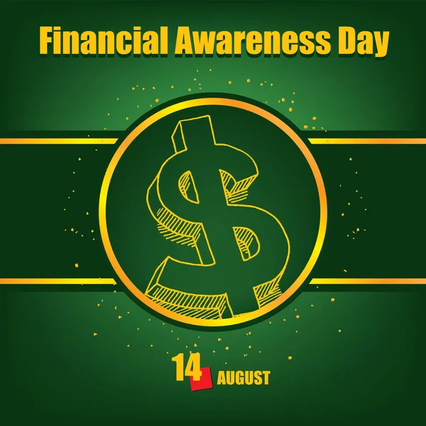 Calendar Event Celebrated August Financial Awareness Day — Stock Vector