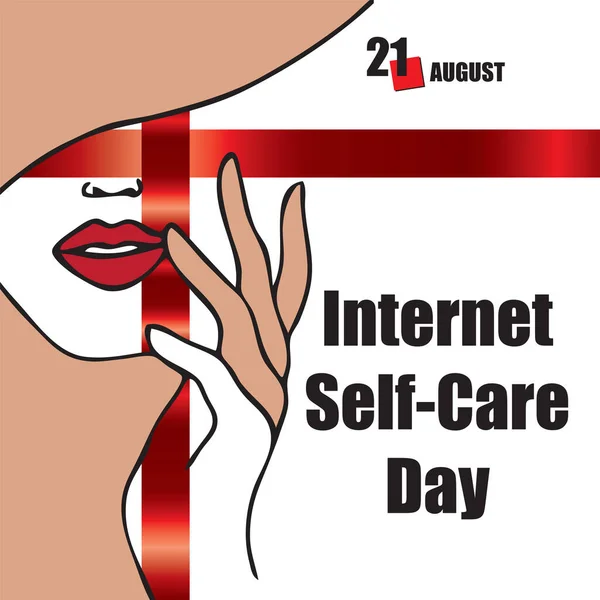 Calendar Event Celebrated August Internet Self Care Day — Archivo Imágenes Vectoriales