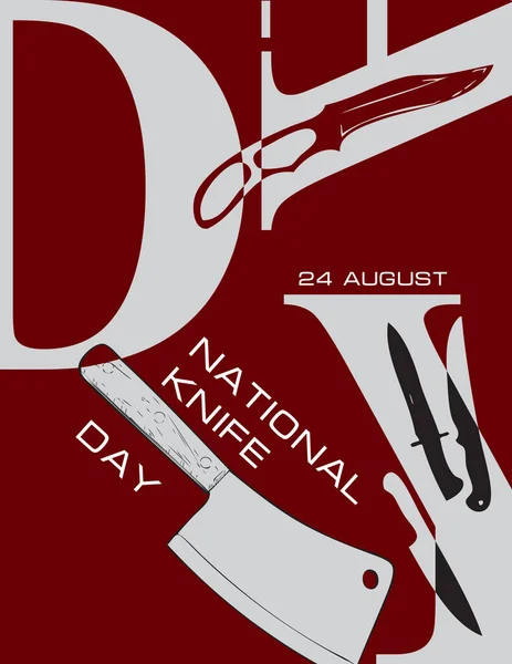 Poster August Event National Knife Day — Stock Vector