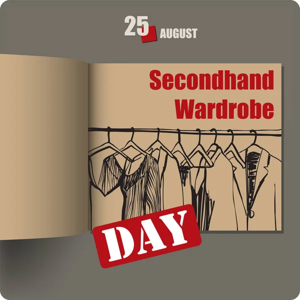 Album Spread Date August Secondhand Wardrobe Day — Archivo Imágenes Vectoriales